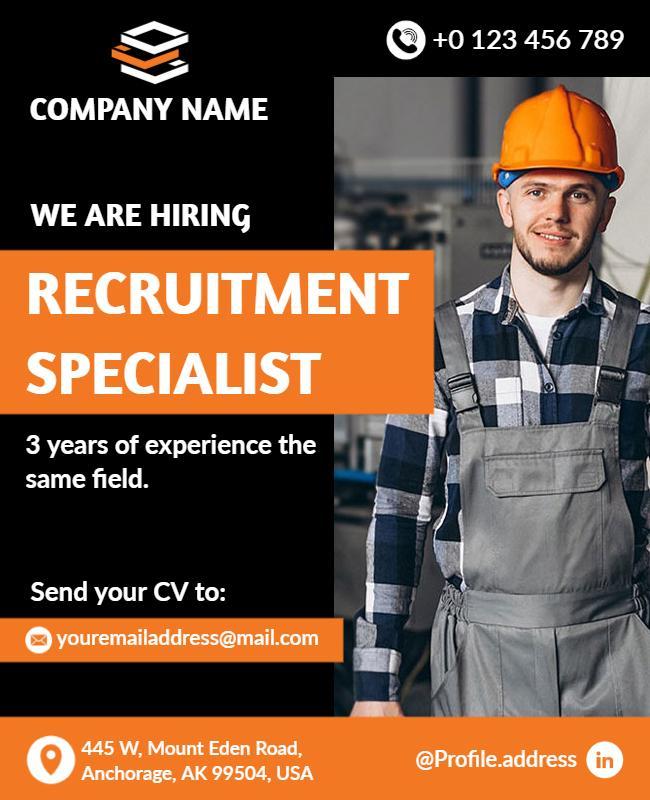 Job Vacancy Recruitment Specialist Flyer Template