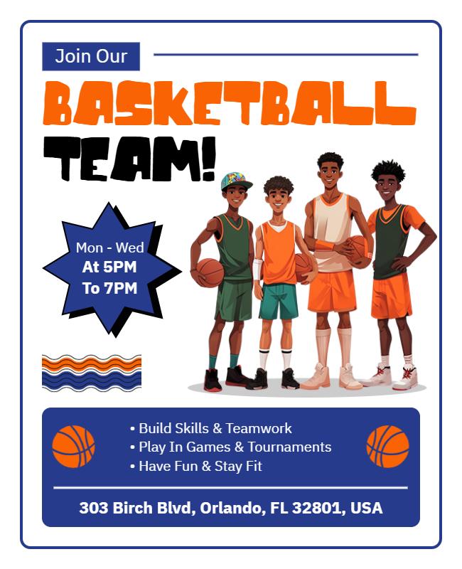 Join Basketball Team Skills Development Flyer Template