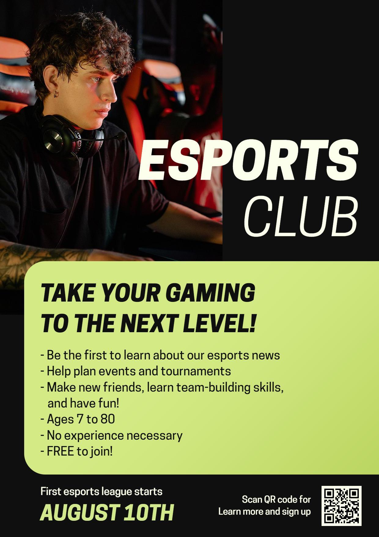 Join Our Exciting Esports Club A4 Flyer Template