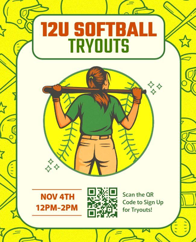 Join Softball Team Tryouts Flyer