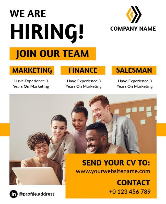 Bold Orange Hiring Job Opportunity Recruitment Flyer Template