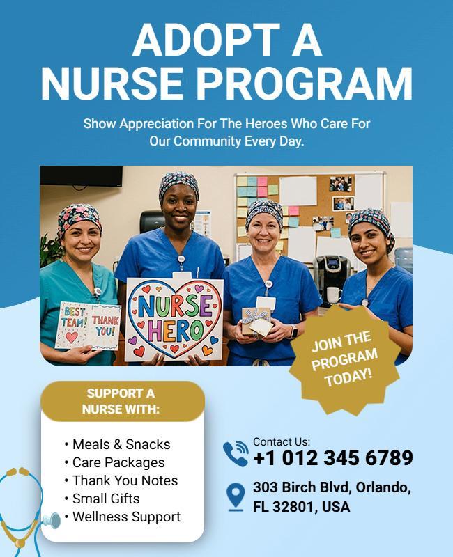 Join the Adopt a Nurse Program Flyer Template