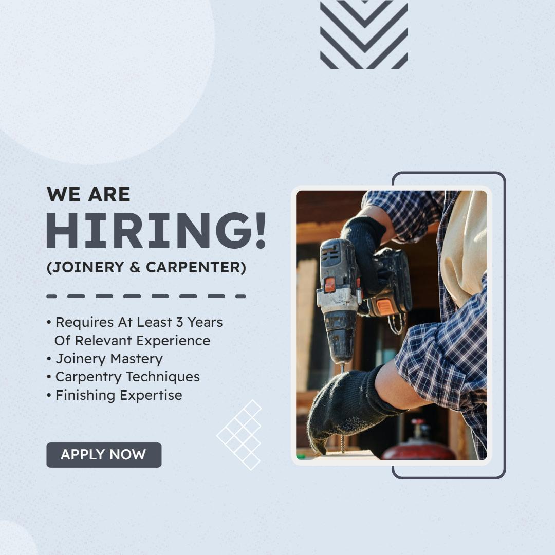 Joinery and Carpenter Hiring Announcement Instagram Flyer Template