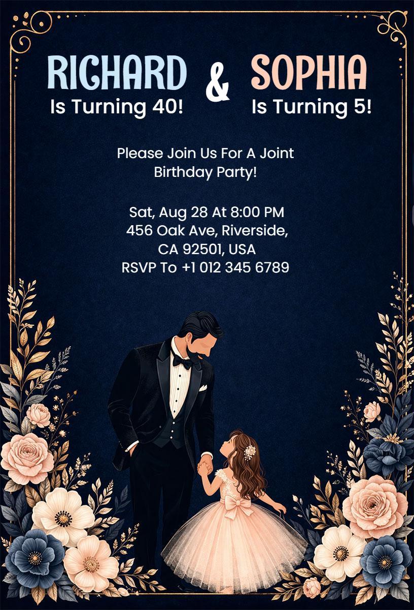 Joint Birthday Celebration for Richard and Sophia Invitation Template