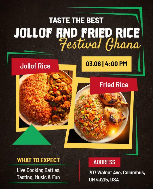 Vibrant Green Jollof and Fried Rice Festival Flyer Template