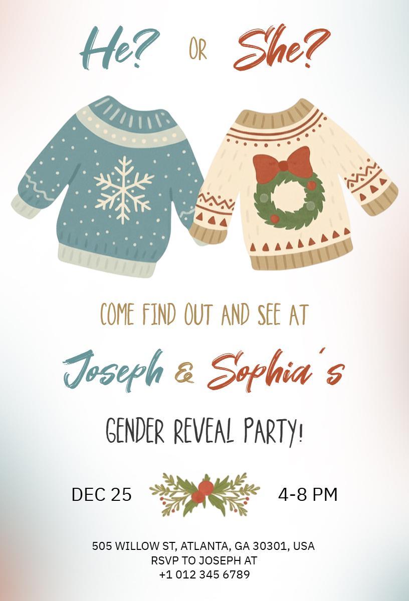 Jolly Christmas Gender Reveal Celebration Invitation Template