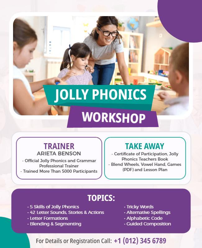 Jolly Phonics Educational Workshop Flyer Template