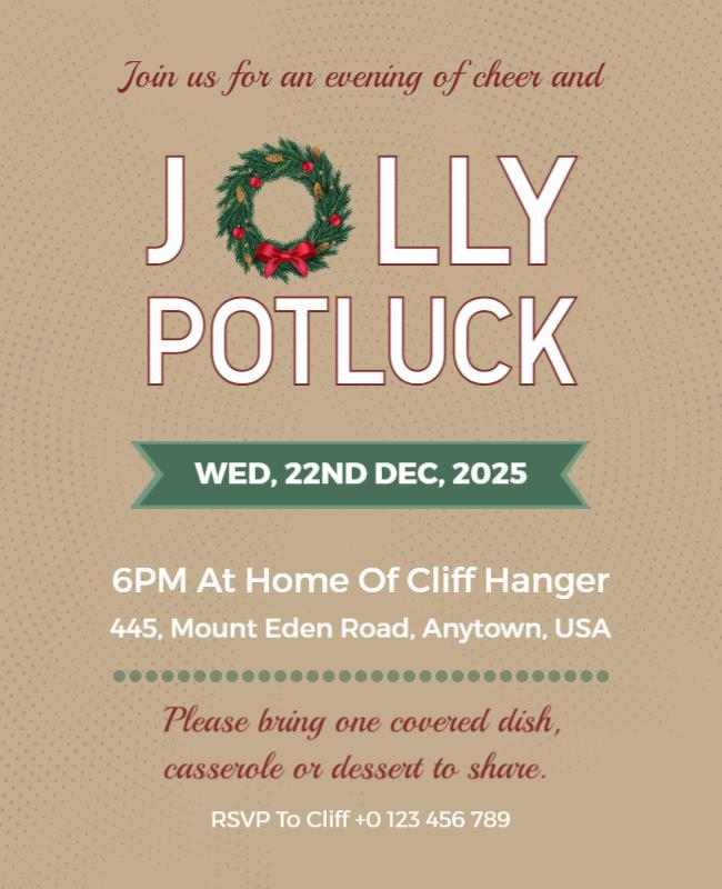 Jolly Potluck Holiday Gathering Flyer Template