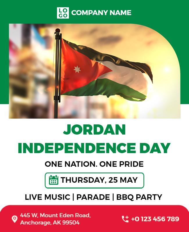 Cultural Celebration Jordan Independence Day Festival Flyer Template