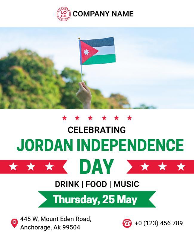 Jordan Independence Day Celebration Flyer Template