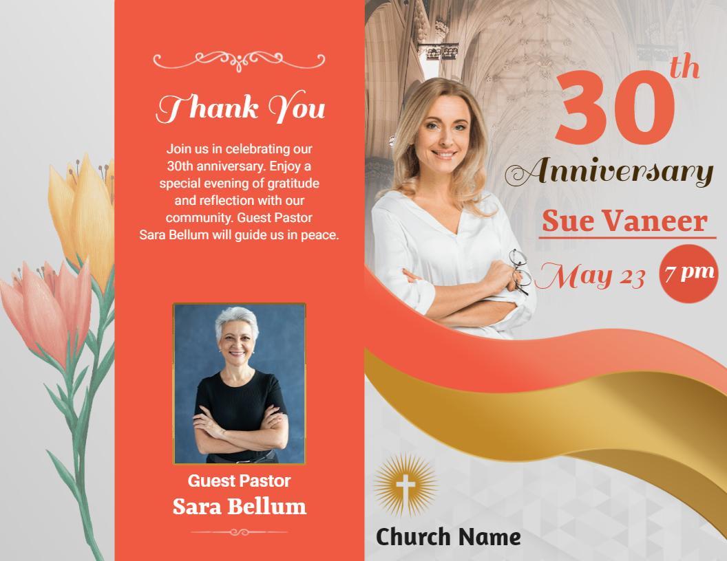 Joyful 30th Church Anniversary Celebration Brochure Template