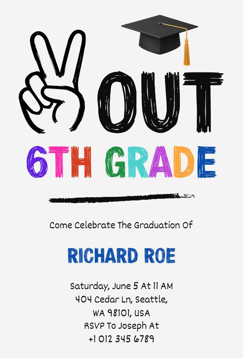 Joyful 6th Grade Graduation Celebration Invitation Template