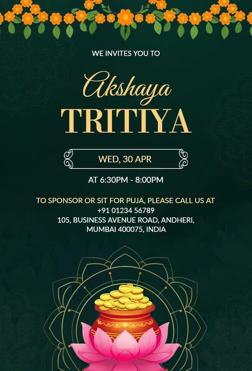 Joyful Akshaya Tritiya Celebration Festival Invitation Template