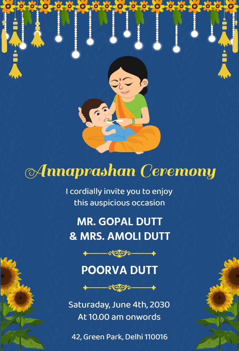 Joyful Annaprashan Ceremony Celebration Invitation Template