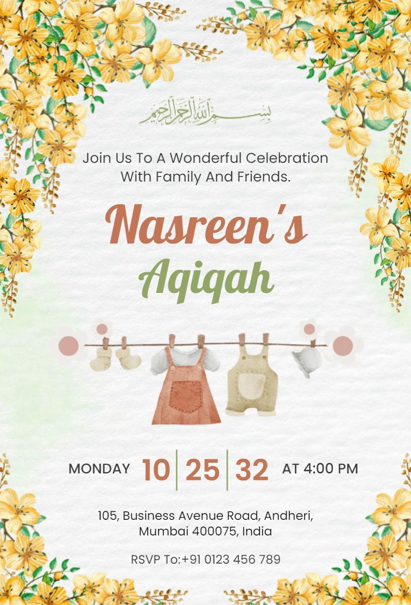 Joyful Aqiqah Celebration Family Gathering Invitation Template