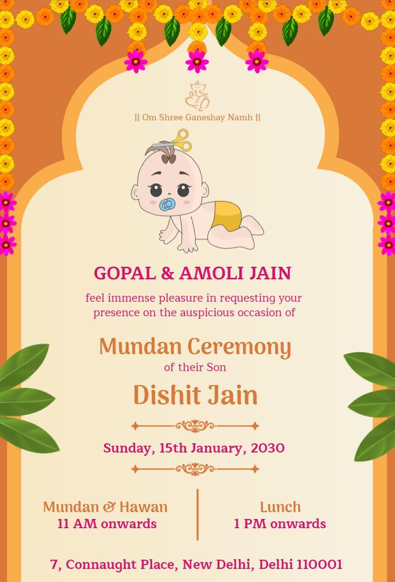 Joyful Baby Mundan Ceremony Celebration Invitation Template