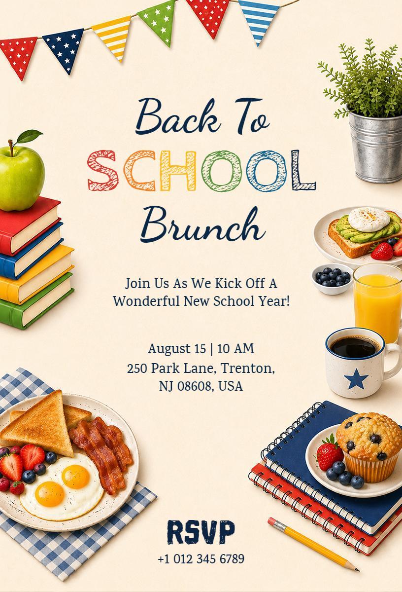 Joyful Back To School Brunch Celebration Invitation Template
