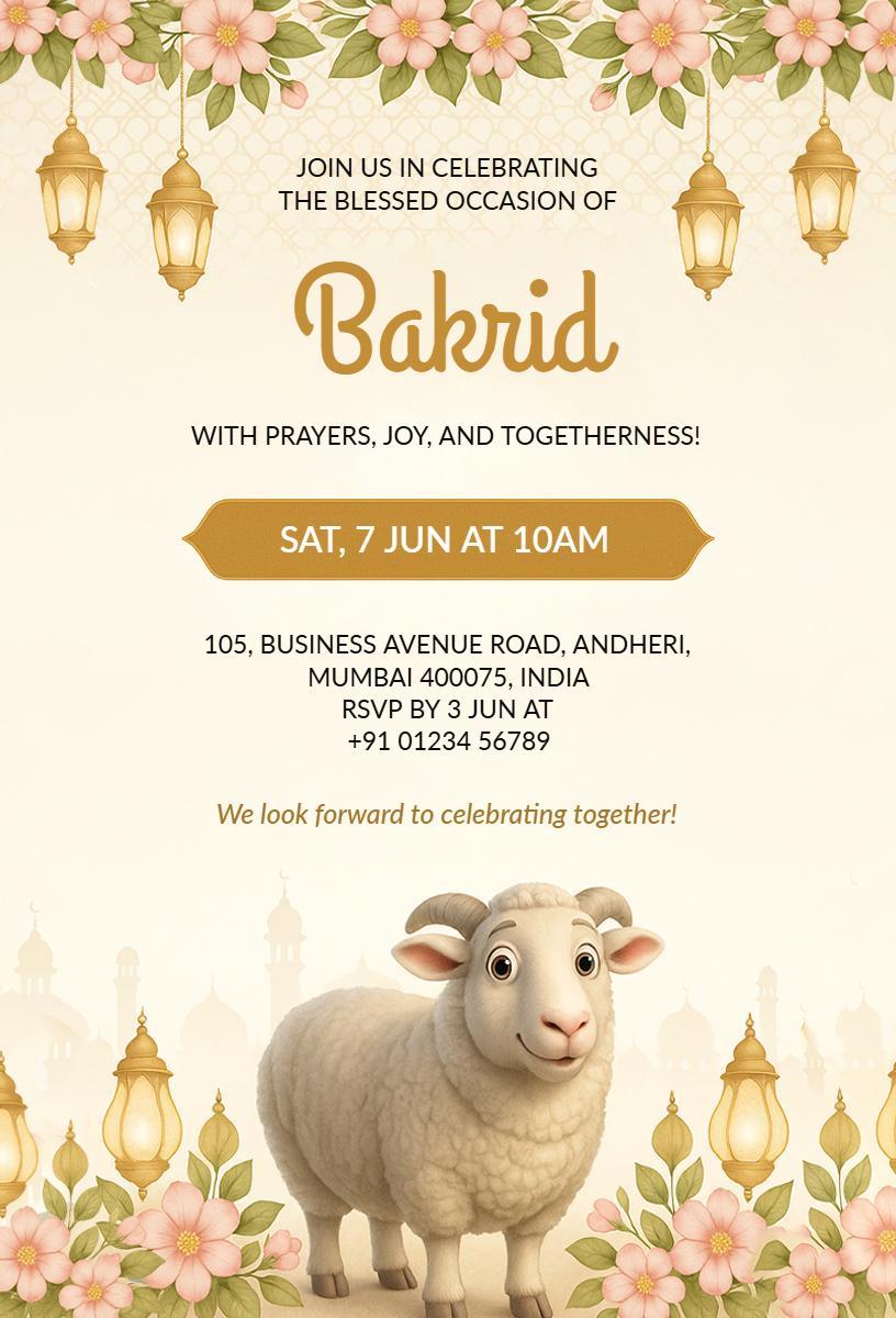Joyful Bakrid Celebration Family Gathering Invitation Template