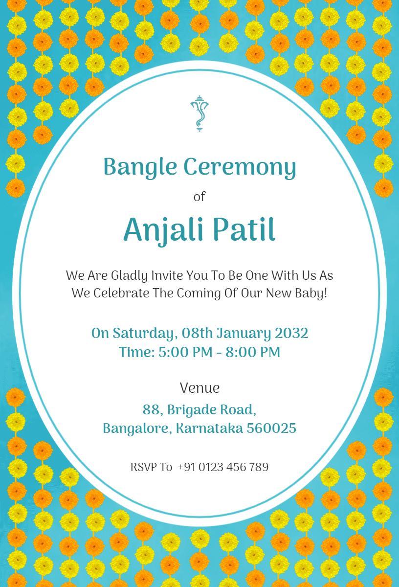 Joyful Bangle Ceremony Celebration for New Arrival Invitation Template