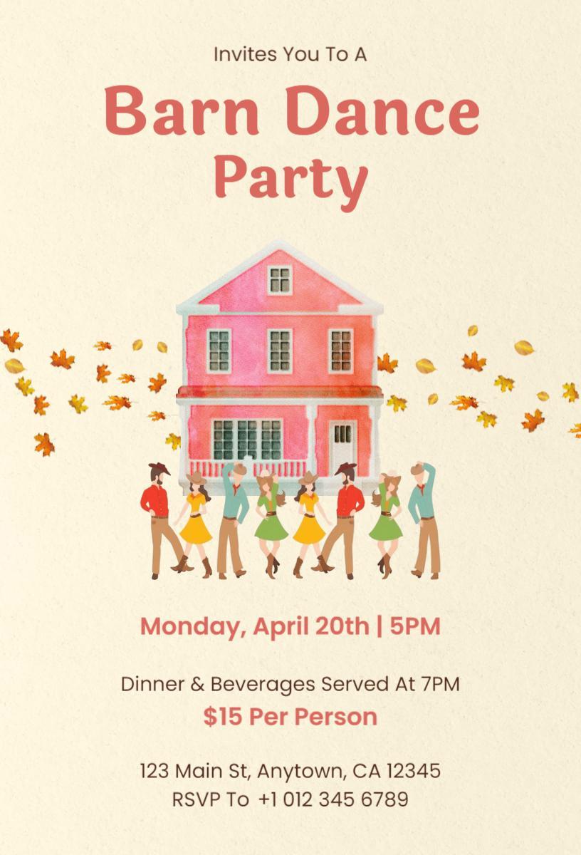 Joyful Barn Dance Party Celebration Invitation Template