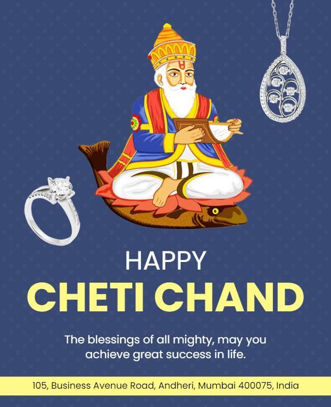 Joyful Blue Cheti Chand Celebration Festival Poster Template