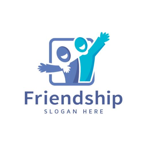 Joyful Blue Graphic Illustrating Bonds of Friendship Logo Template