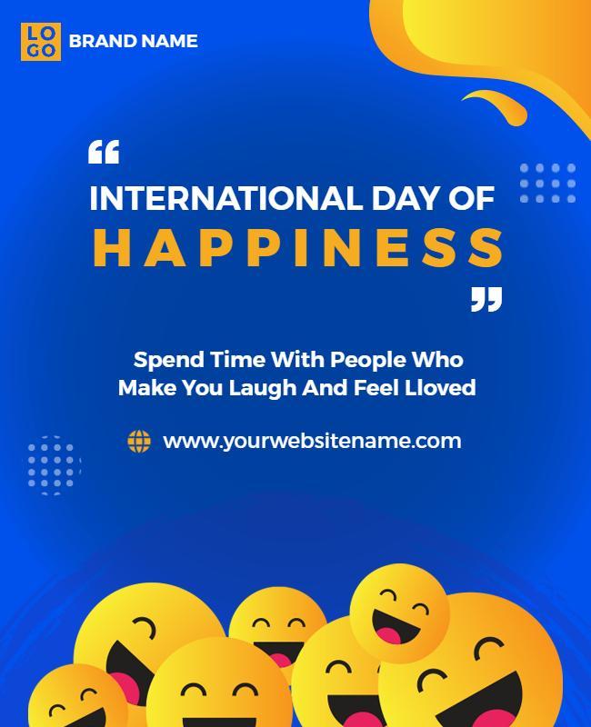 Joyful Blue International Day of Happiness Poster Template