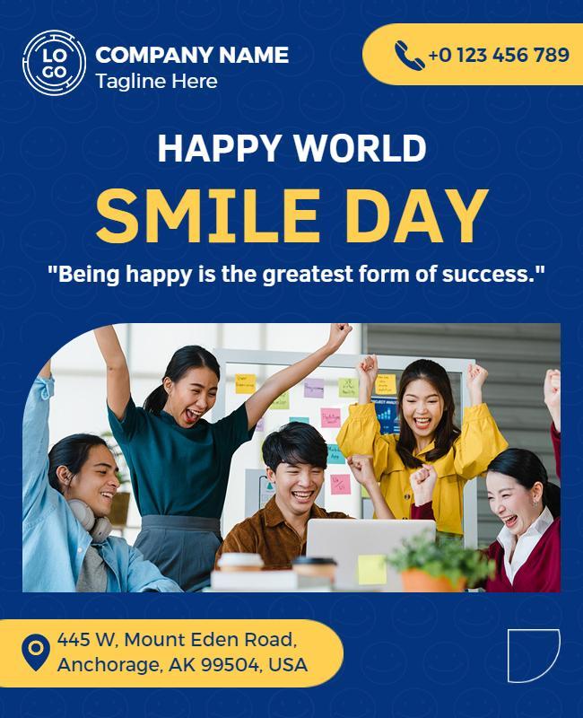 Joyful Blue World Smile Day Celebration Poster Template