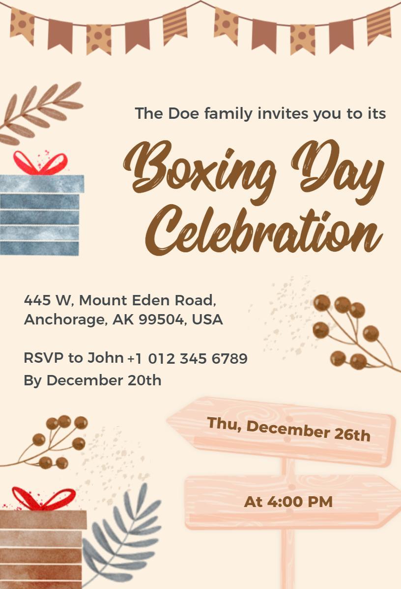 Joyful Boxing Day Celebration Family Festival Invitation Template