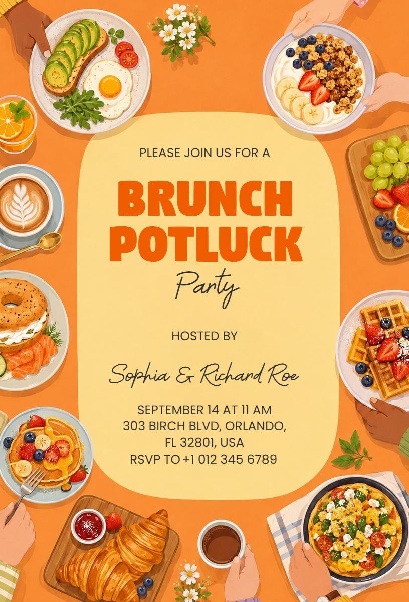 Joyful Brunch Gathering Potluck Invitation Template