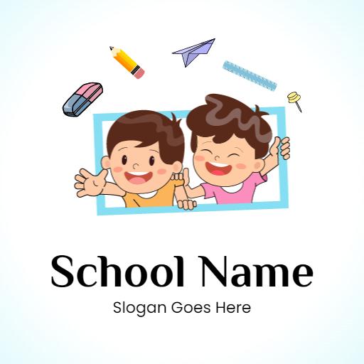 Joyful Children Learning Together in a School Logo Template