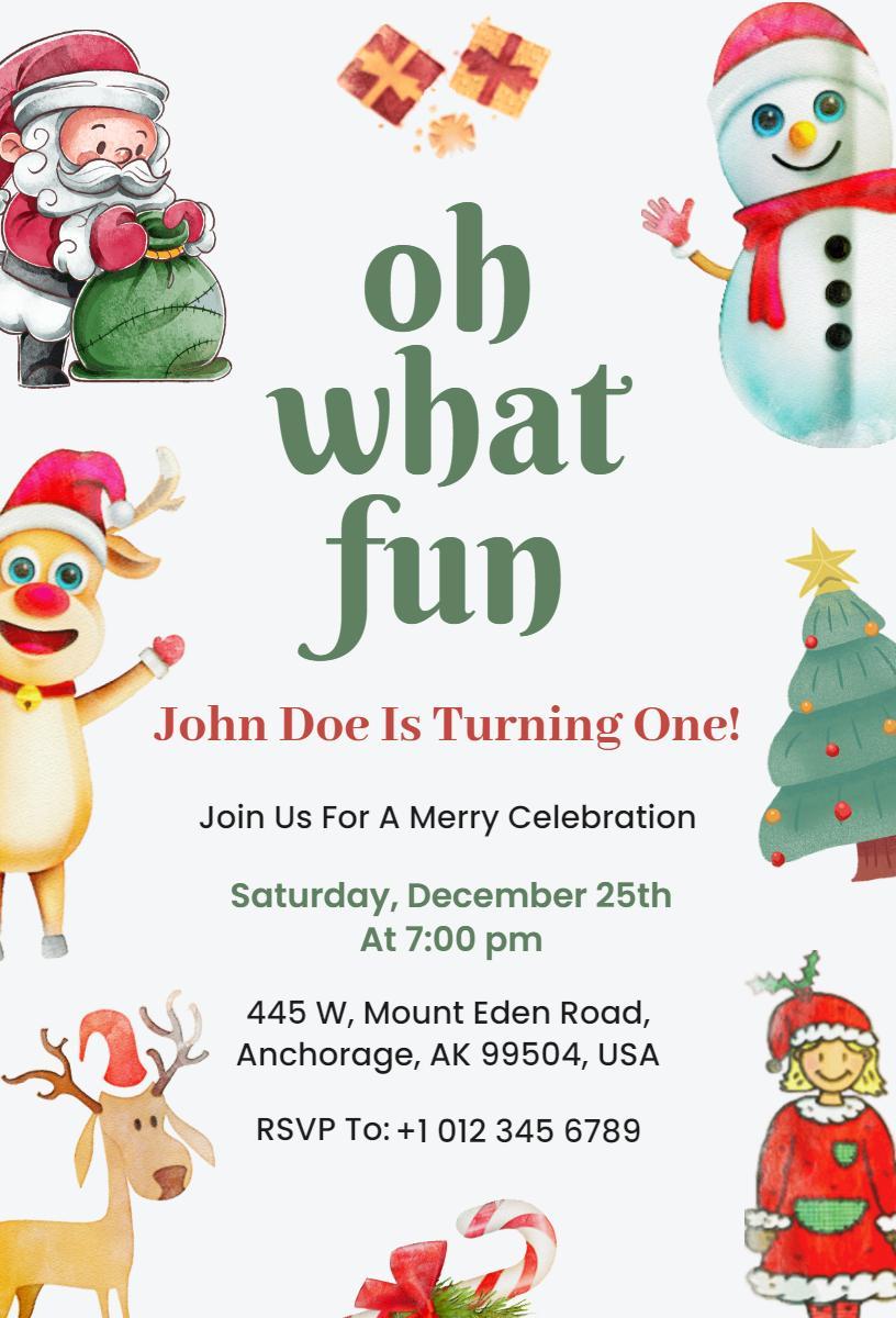 Joyful Christmas Birthday Celebration Invitation Template