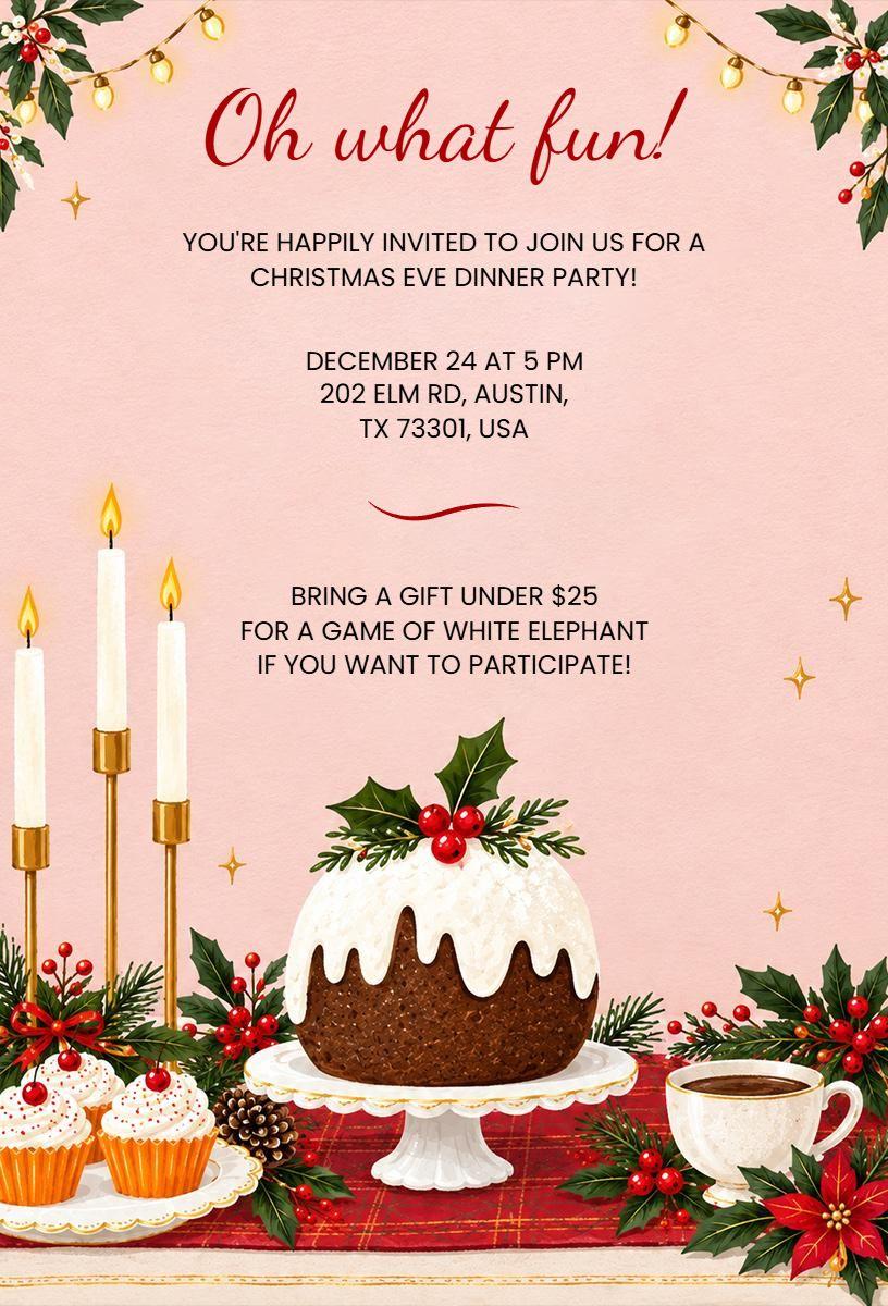 Joyful Christmas Eve Dinner Celebration Invitation Template