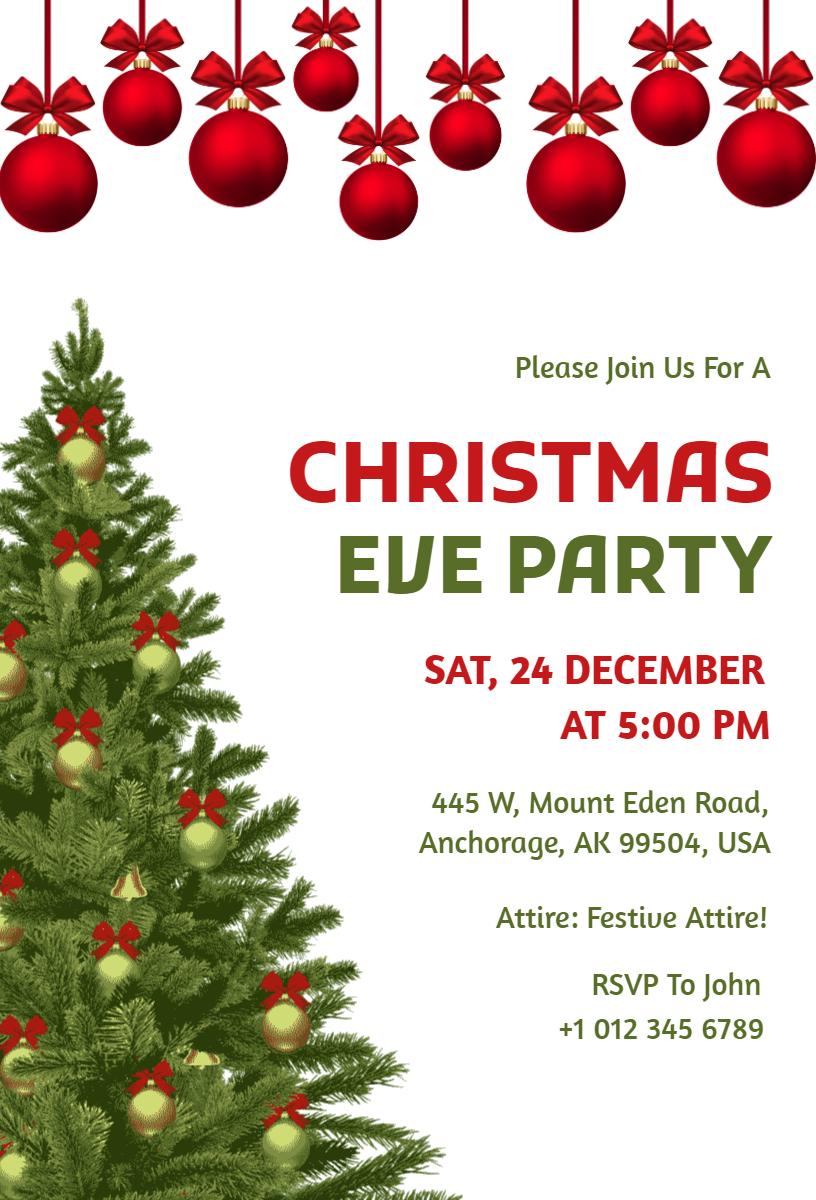 Joyful Christmas Eve Festive Party Celebration Invitation Template