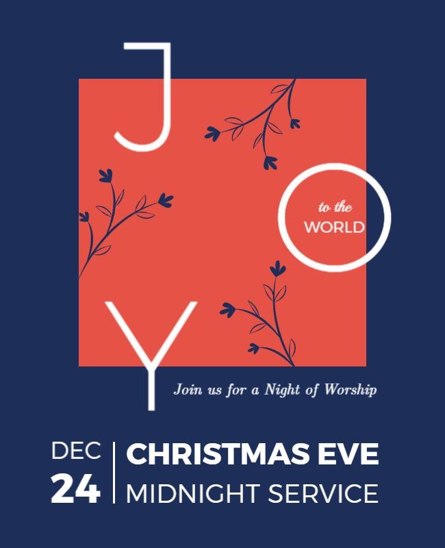 Joyful Christmas Eve Midnight Service Worship Poster Template
