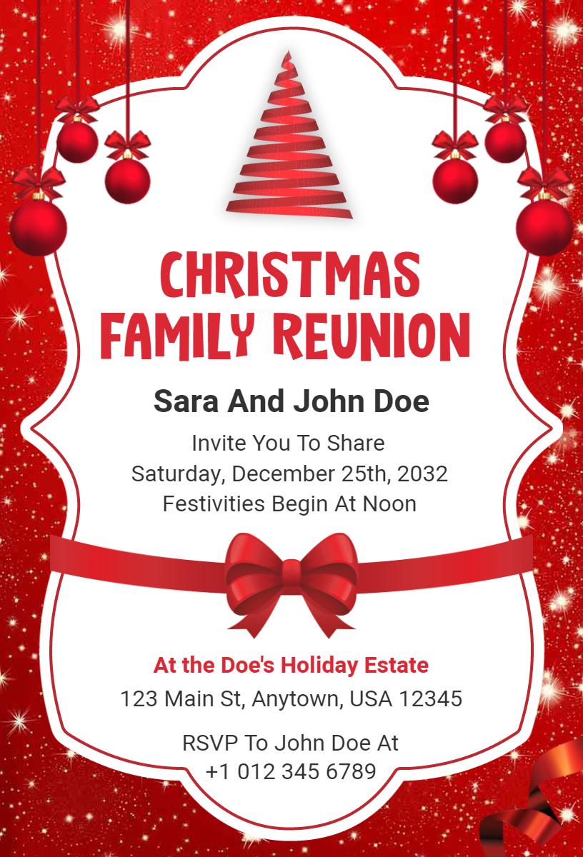 Joyful Christmas Family Reunion Celebration Invitation Template