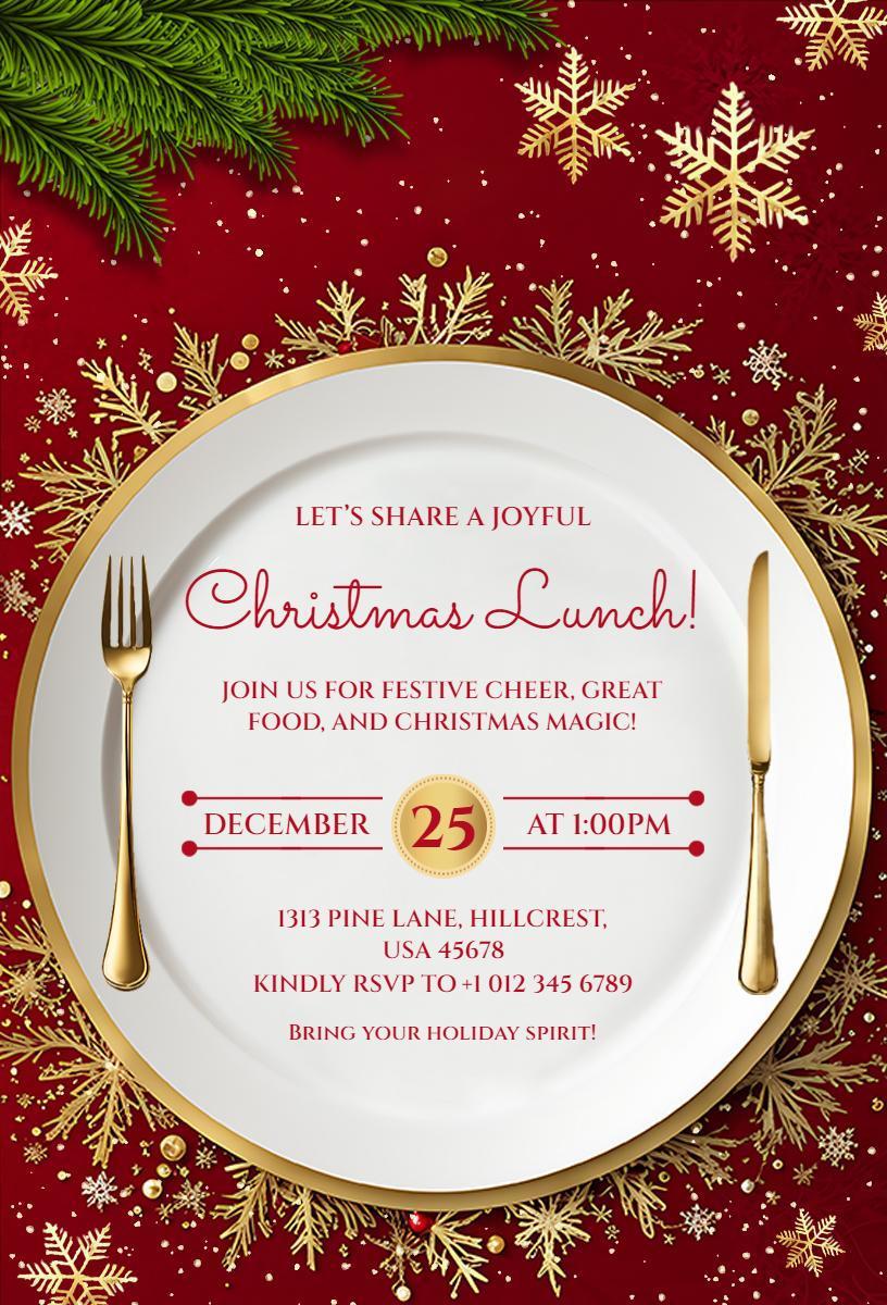 Joyful Christmas Festive Lunch Celebration Invitation Template