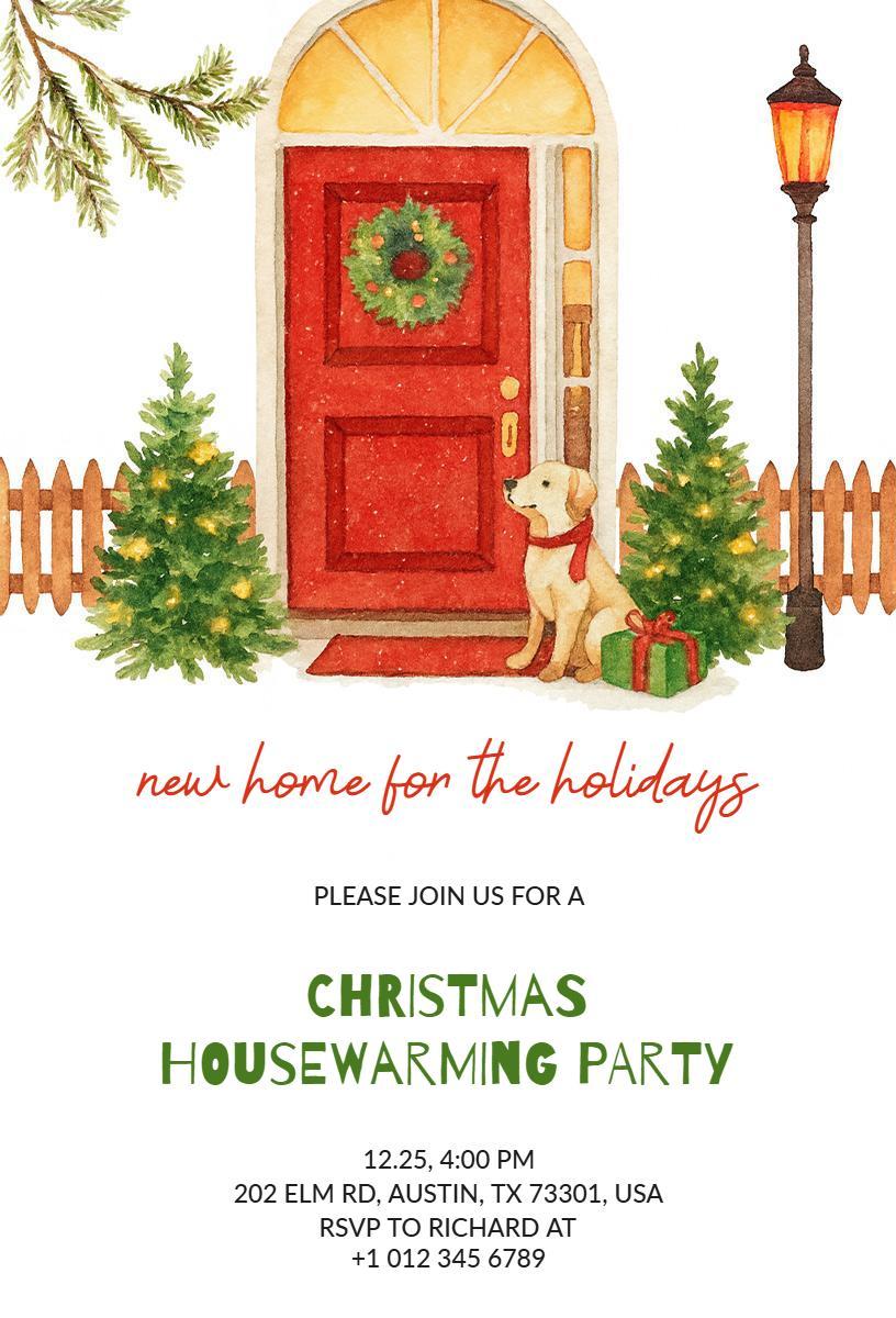 Joyful Christmas Housewarming Celebration Invitation Template