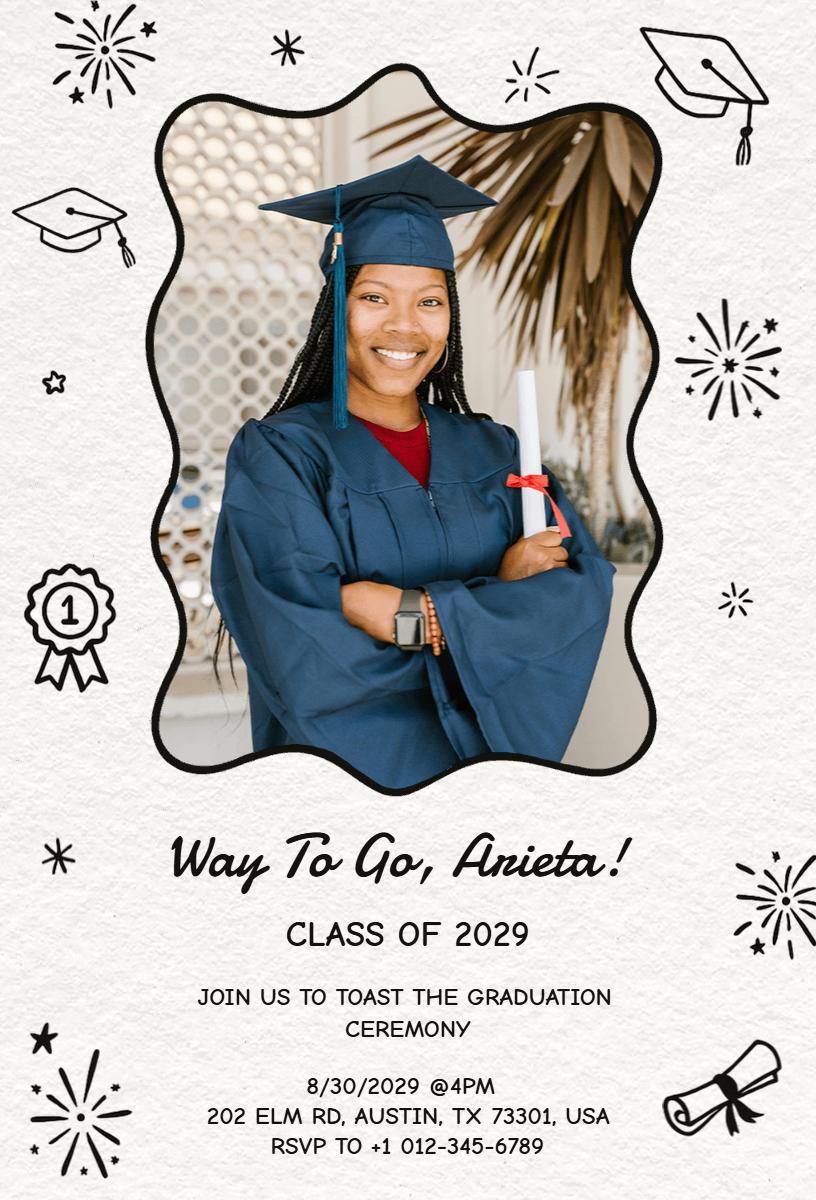 Joyful Class of 2029 Graduation Celebration Invitation Template