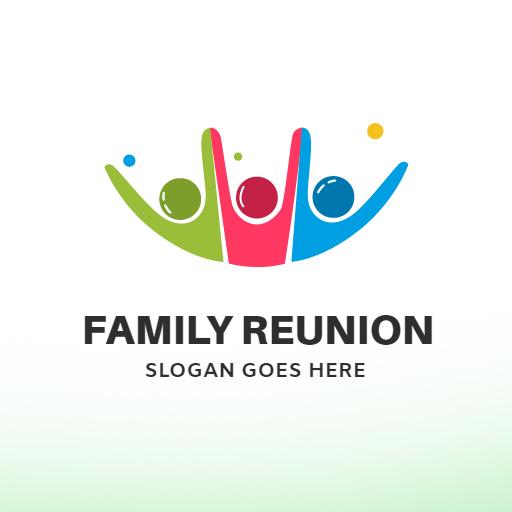 Joyful Colorful Family Reunion Celebration Logo Template