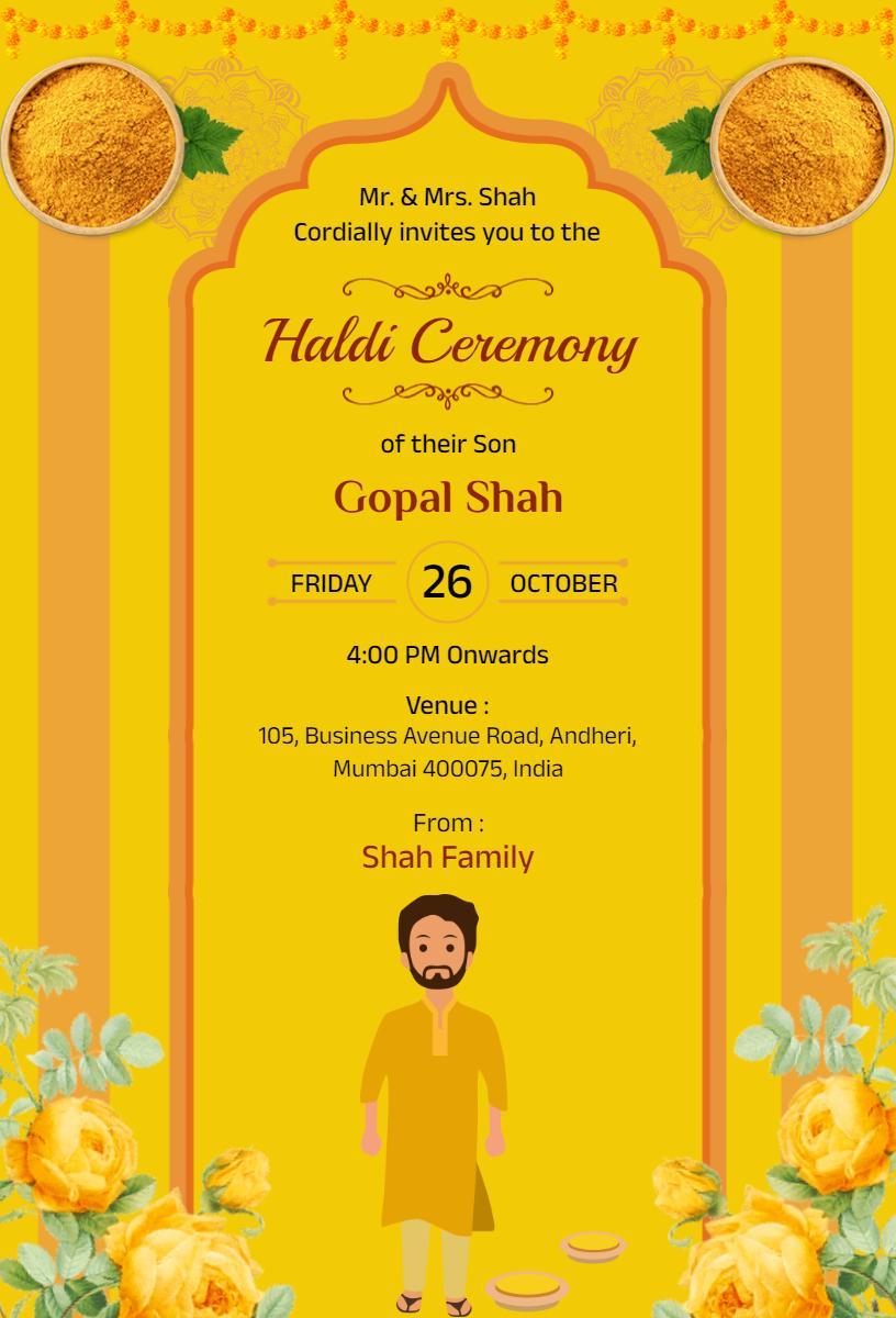 Joyful Cultural Haldi Ceremony Celebration Invitation Template