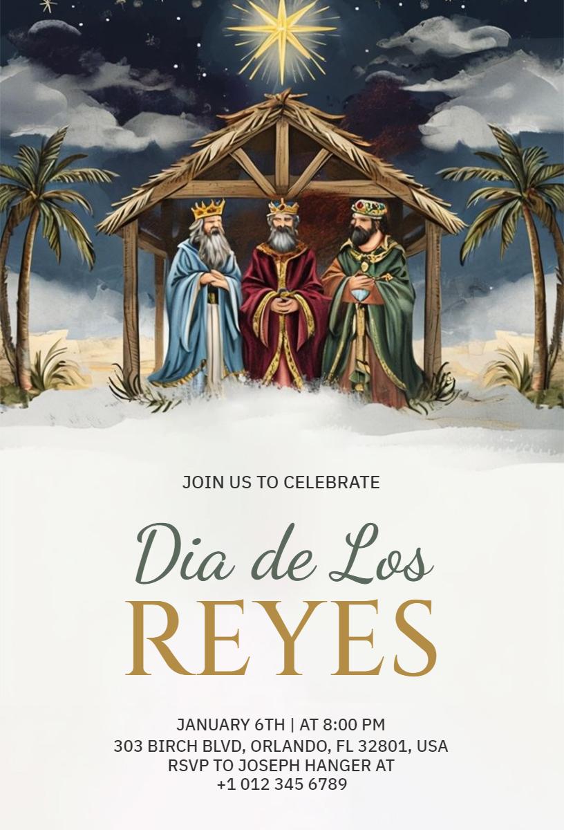 Joyful Dia de Los Reyes Celebration Festival Invitation Template