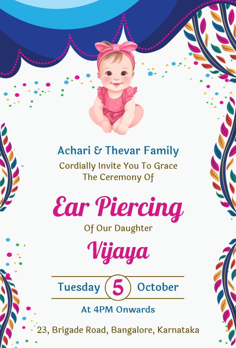 Joyful Ear Piercing Ceremony Celebration Invitation Template