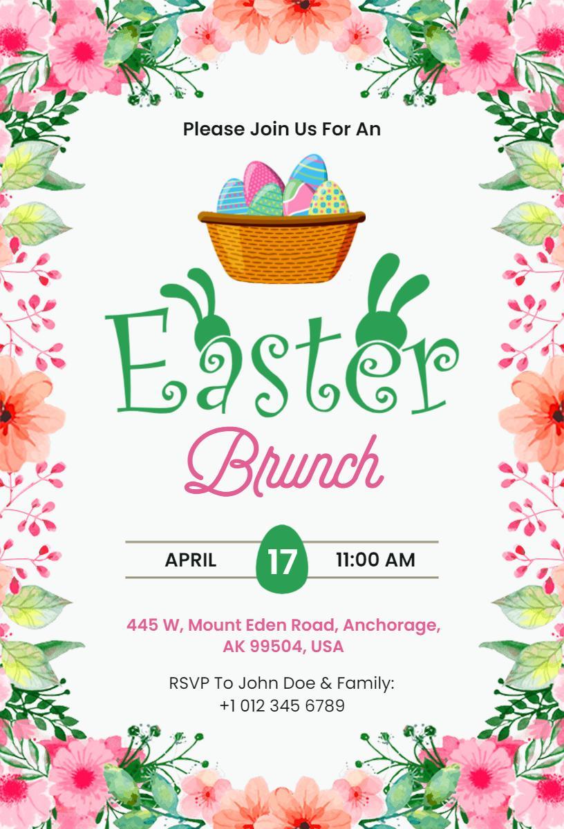 Joyful Easter Brunch Celebration Floral Invitation Template