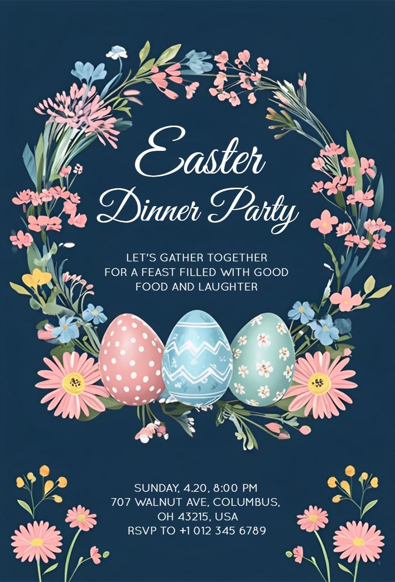 Joyful Easter Dinner Gathering Celebration Invitation Template