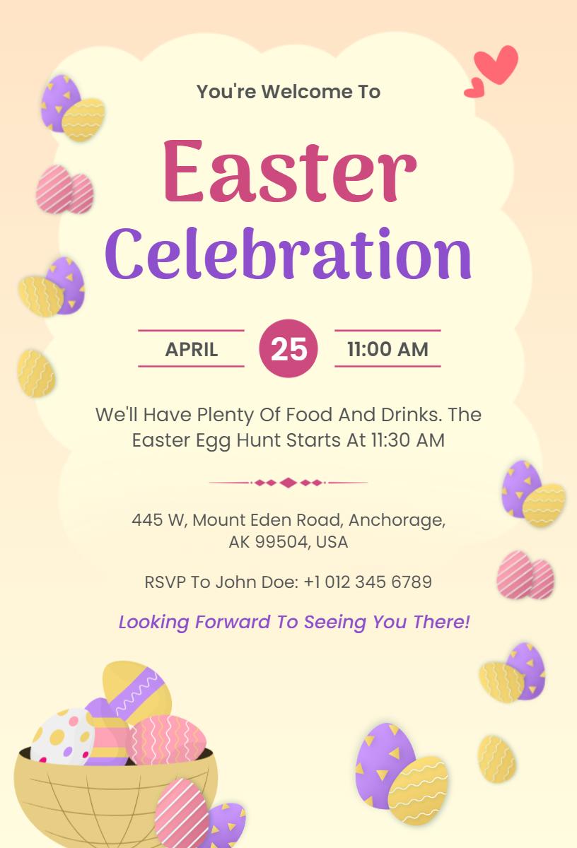 Joyful Easter Egg Hunt Family Celebration Invitation Template