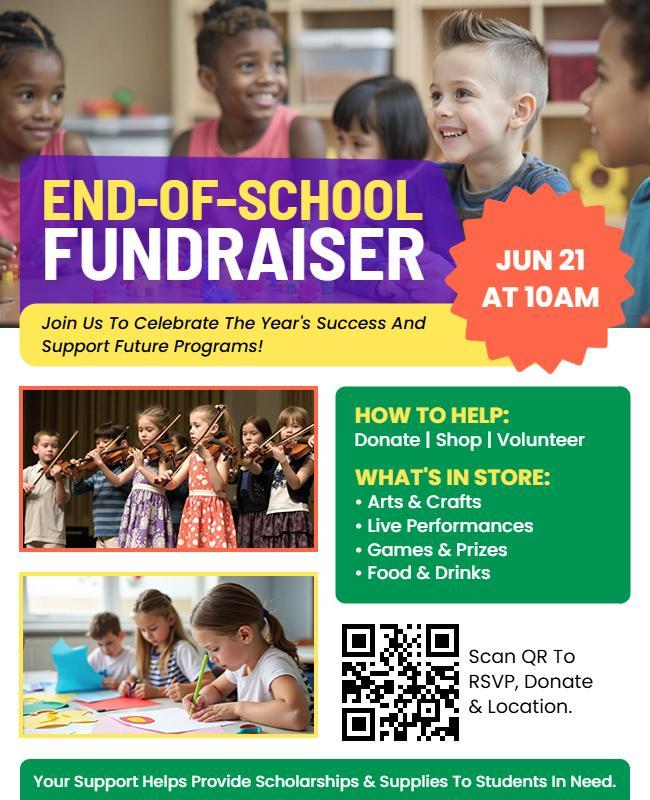 Joyful End-of-School Fundraiser Celebration Flyer Template