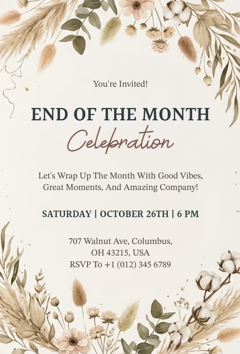 Joyful End of the Month Celebration Party Invitation Template