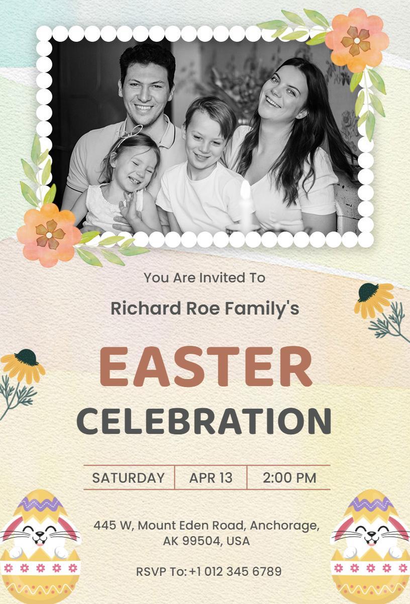 Joyful Family Easter Celebration Gathering Invitation Template