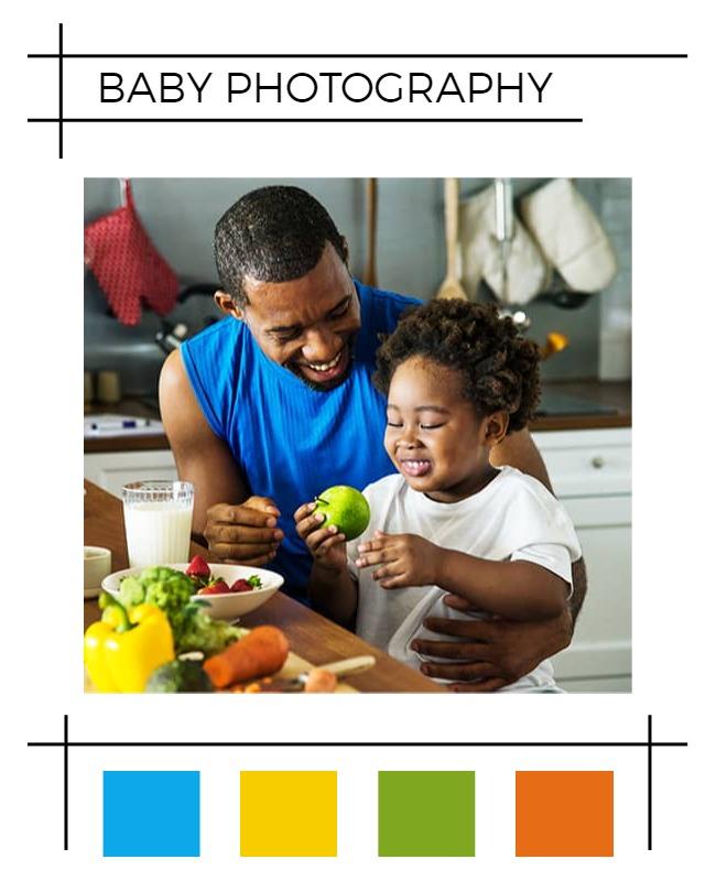 Joyful Family Moments in Colorful Baby Photography Poster Template